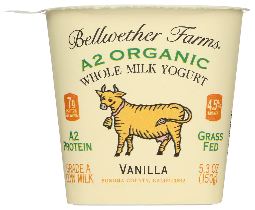 A2 Whole Milk Yogurt, Vanilla, Org, 5.3 oz