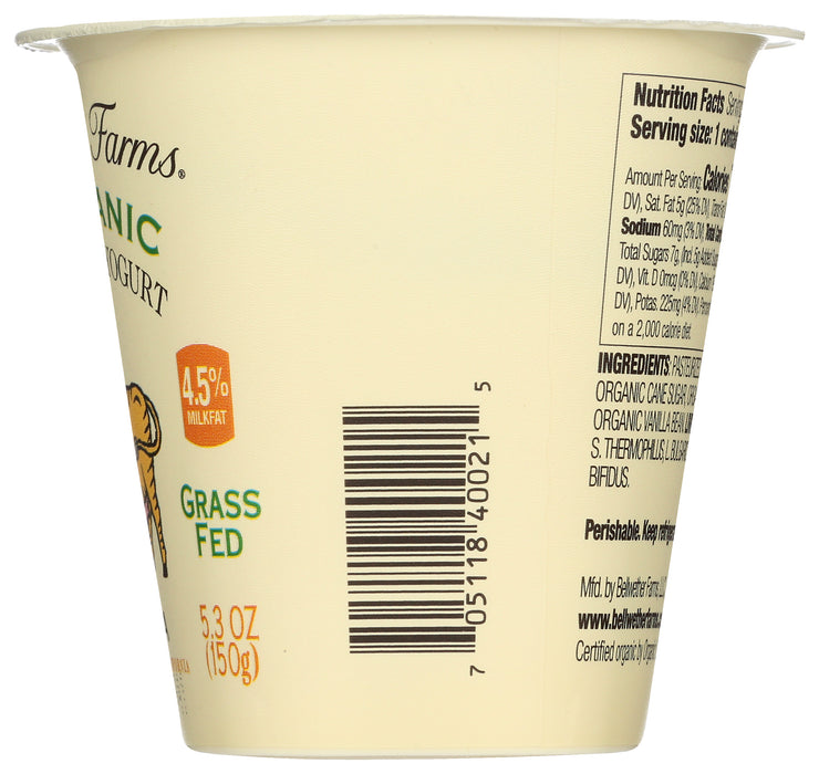 A2 Whole Milk Yogurt, Vanilla, Org, 5.3 oz