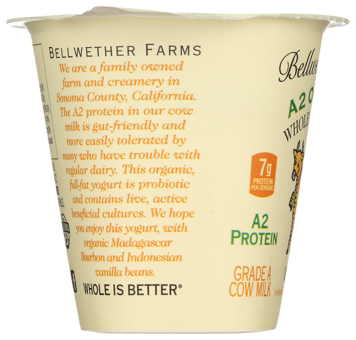 A2 Whole Milk Yogurt, Vanilla, Org, 5.3 oz