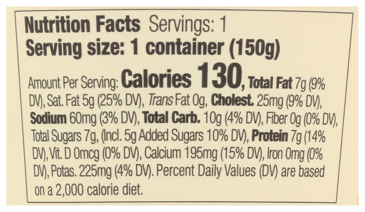 A2 Whole Milk Yogurt, Vanilla, Org, 5.3 oz