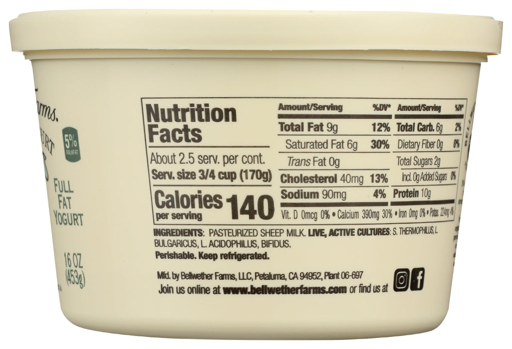 Sheep Milk Yogurt, Plain, Org, 16 oz