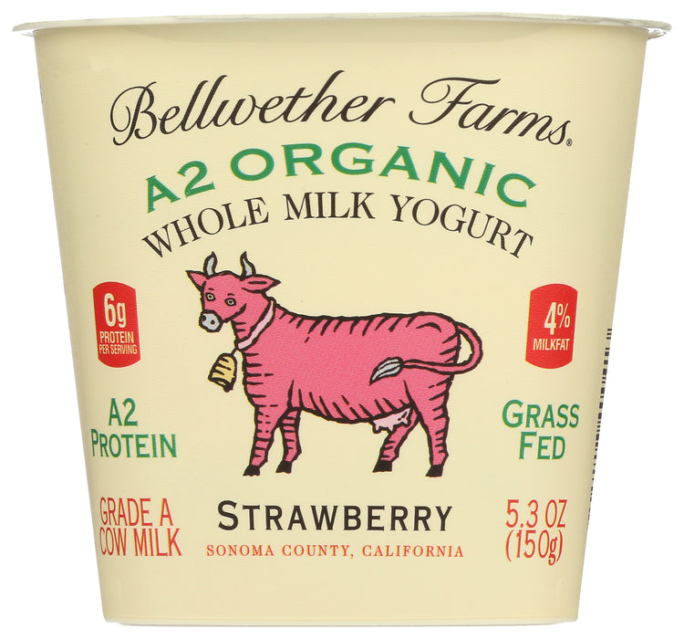 A2 Whole Milk Yogurt, Strawberry, Org, 5.3 oz