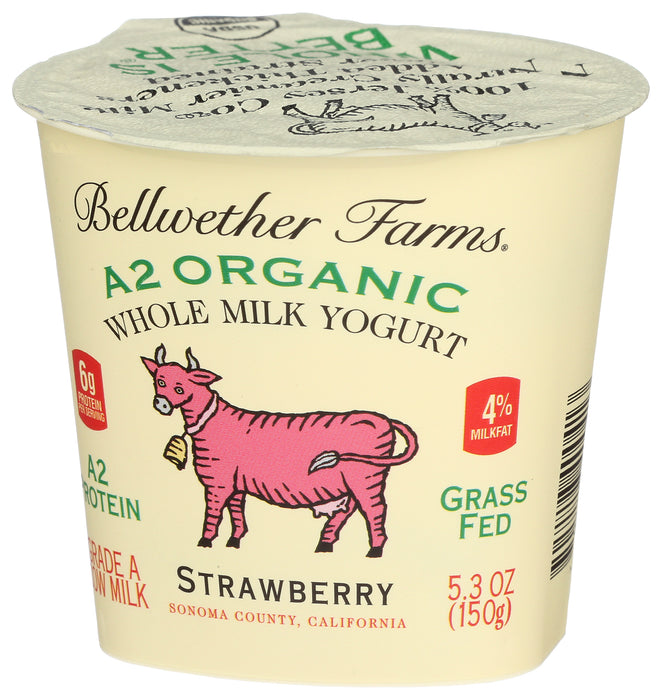 A2 Whole Milk Yogurt, Strawberry, Org, 5.3 oz