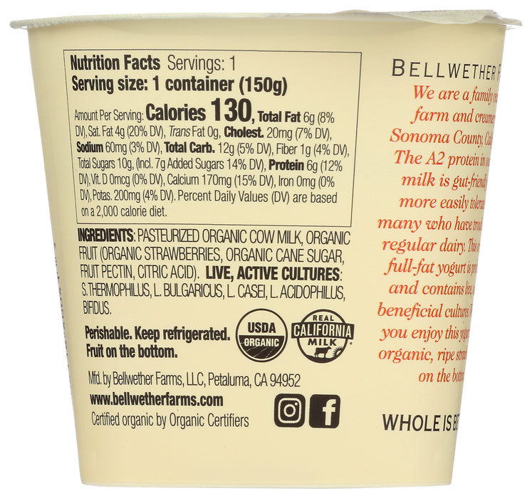 A2 Whole Milk Yogurt, Strawberry, Org, 5.3 oz