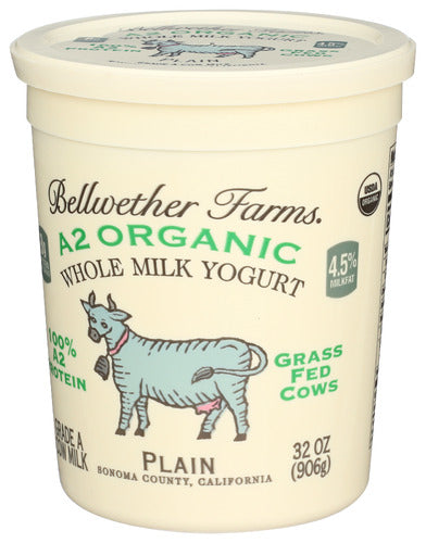 A2 Whole Milk Yogurt, Plain, Org, 32 oz