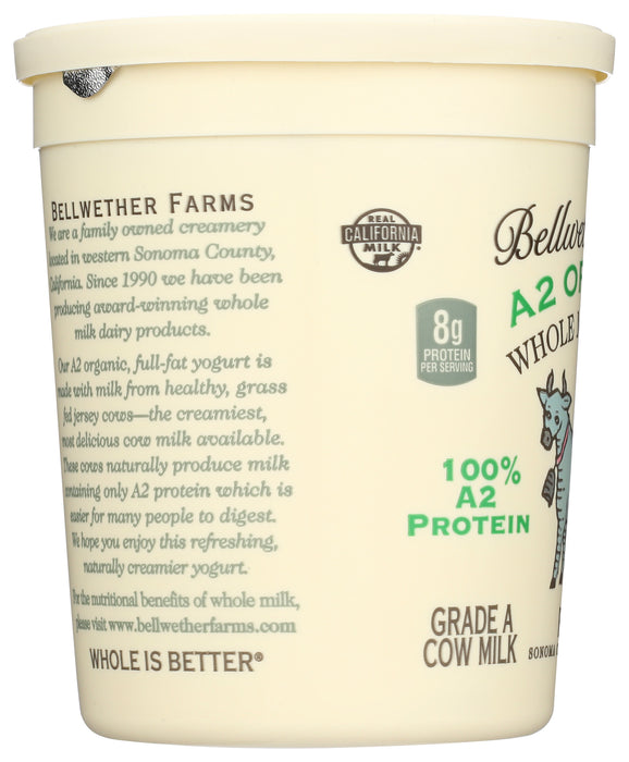 A2 Whole Milk Yogurt, Plain, Org, 32 oz
