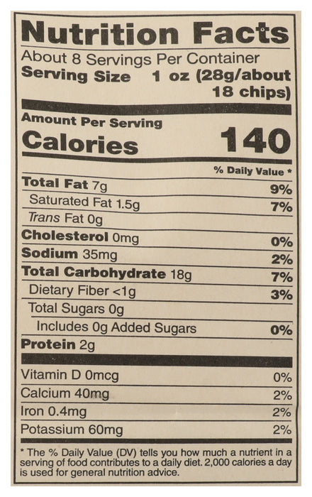 White Corn Tortilla Chips w/ Avocado Oil, Org GF, 7.5 oz