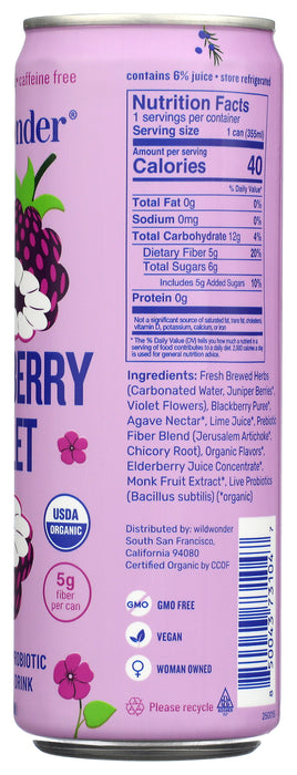 Blackberry Violet Pre+Probiotic Sparkling Drink, Org, 12 oz