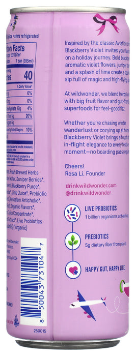 Blackberry Violet Pre+Probiotic Sparkling Drink, Org, 12 oz