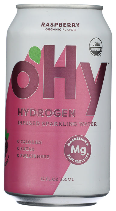 Hydrogen Infused Sparkling Water, Raspberry, Org, 12 fl oz
