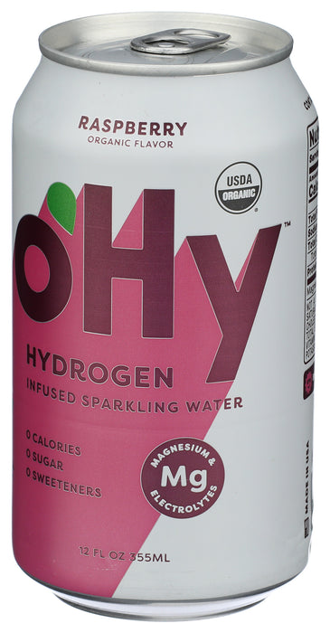 Hydrogen Infused Sparkling Water, Raspberry, Org, 12 fl oz