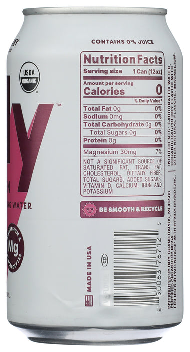 Hydrogen Infused Sparkling Water, Raspberry, Org, 12 fl oz