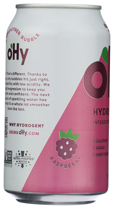 Hydrogen Infused Sparkling Water, Raspberry, Org, 12 fl oz