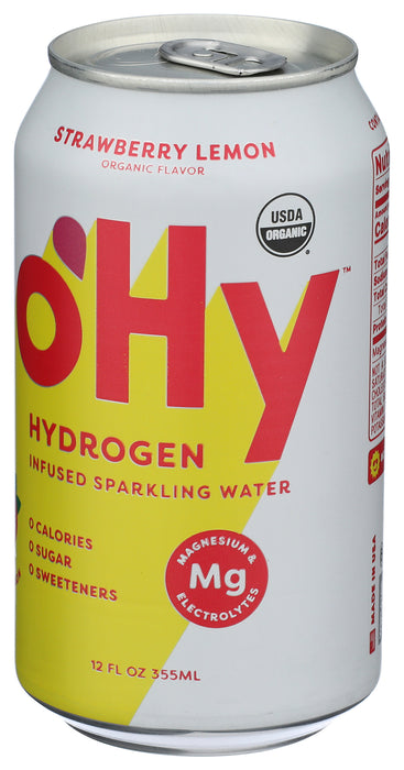 Hydrogen Infused Sparkling Water, Strawberry Lemon, Org, 12 fl oz