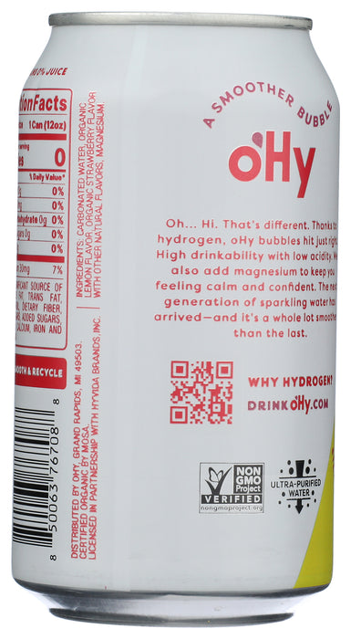 Hydrogen Infused Sparkling Water, Strawberry Lemon, Org, 12 fl oz