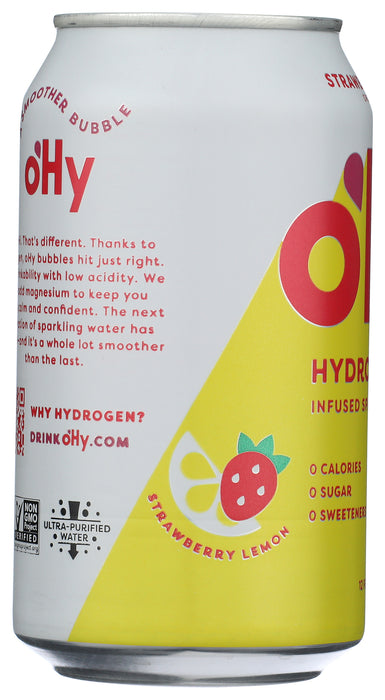 Hydrogen Infused Sparkling Water, Strawberry Lemon, Org, 12 fl oz