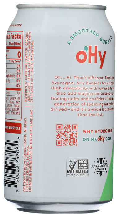 Hydrogen Infused Sparkling Water, Cherry Lime, Org, 12 fl oz