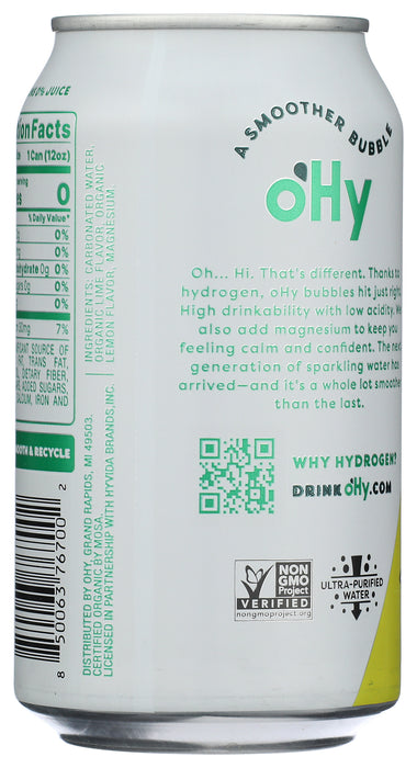 Hydrogen Infused Sparkling Water, Lemon Lime, Org, 12 fl oz