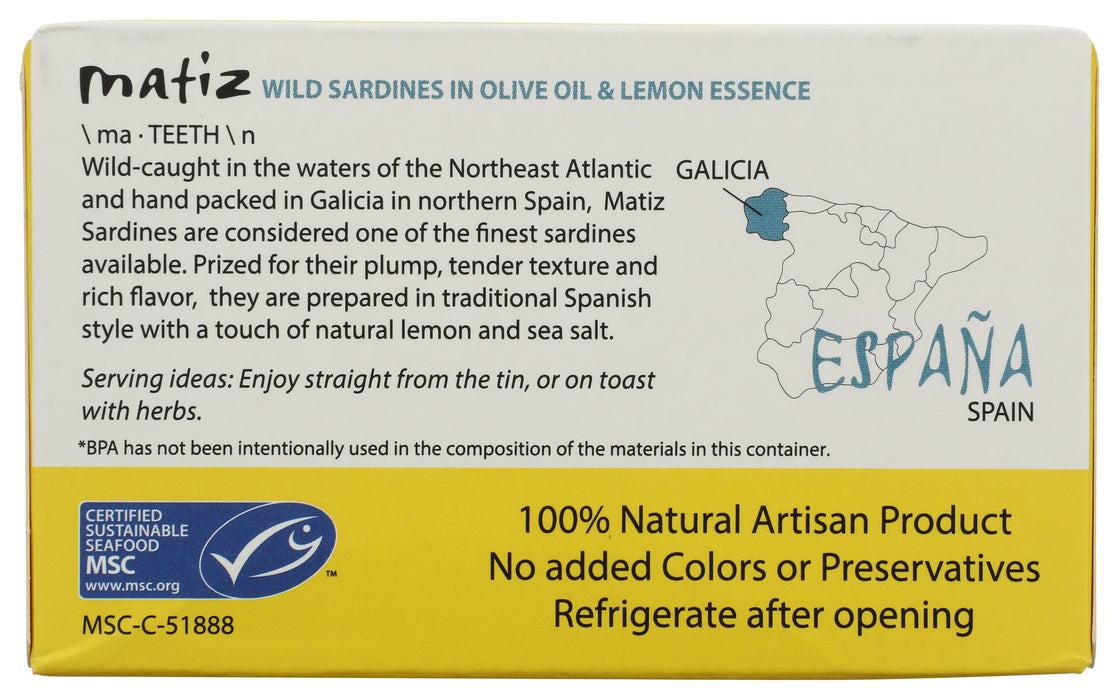 Wild Sardines in Olive Oil and Lemon Essence, 4.2 oz