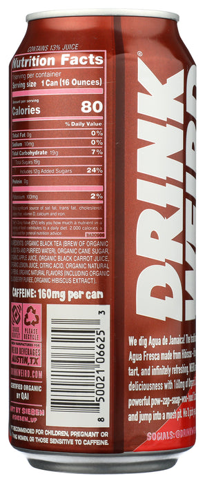 Yerba Mate Tea, Hibiscus Black Tea, Org, 16 fl oz