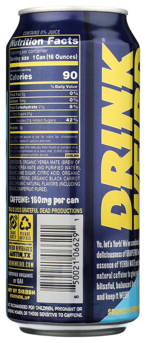 Yerba Mate Tea, Grateful Grapefruit, Org, 16 fl oz