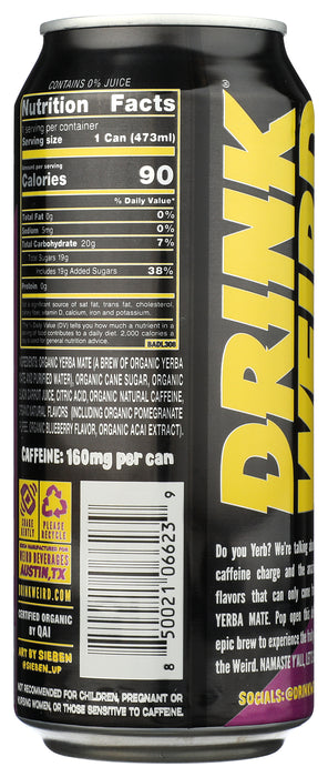 Yerba Mate Tea, Acai Pomegranate, Org, 16 fl oz