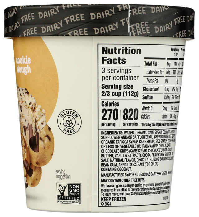 Dairy Free Ice Cream, Cookie Dough, 1 pint
