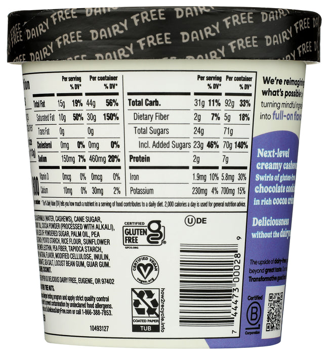 Cashew Milk Ice Cream, Chocolate Cookies & Cream, 16 oz