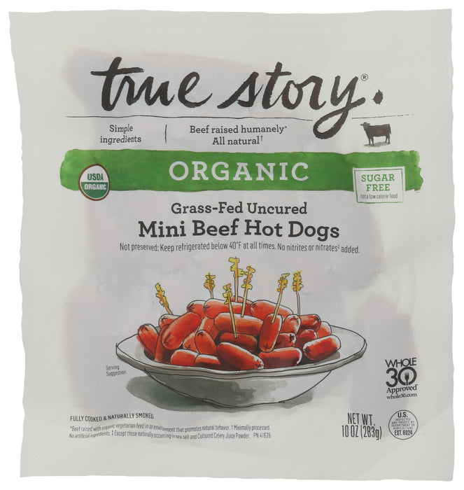 Hotdog, Grass Fed Uncured, Mini Beef, Org, 10 oz