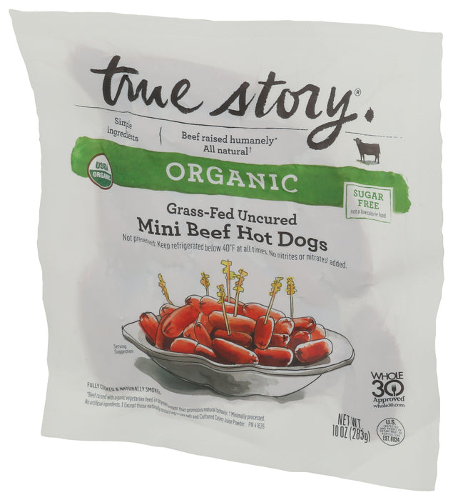 Hotdog, Grass Fed Uncured, Mini Beef, Org, 10 oz