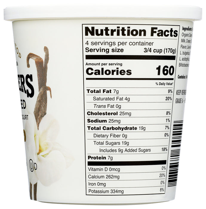 Whole Milk Yogurt, Grass Fed, Vanilla, 24 oz