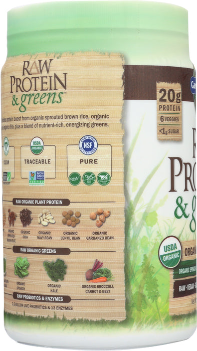 Raw Protein & Greens, Chocolate, Org, 610 g