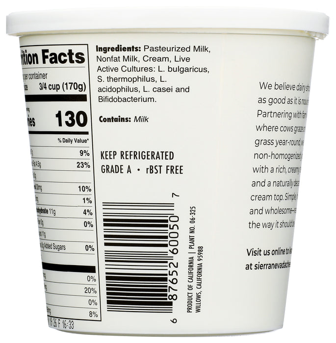 Whole Milk Yogurt, Grass Fed, Plain, 24 oz