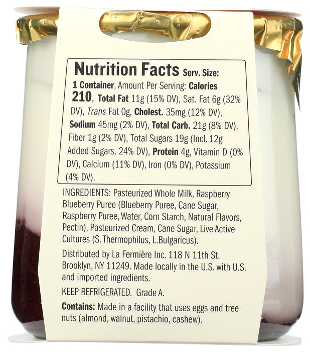Creamy Whole Milk Yogurt, Raspberry Blueberry, 5.6 oz