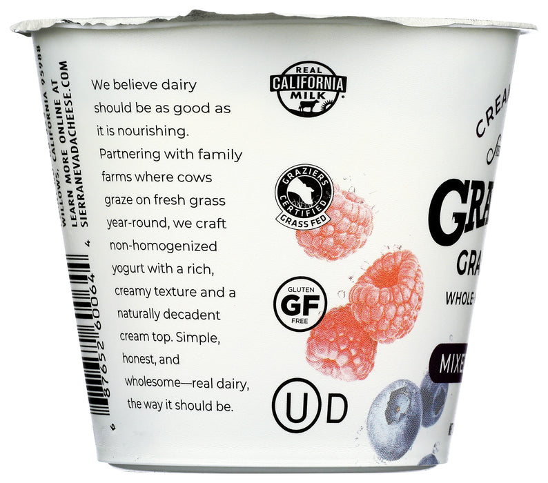 Whole Milk Yogurt, Grass Fed, Mixed Berry, 6 oz