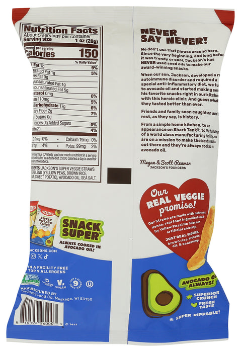 Super Veggie Straws w/ Avocado Oil, Sea Salt, 5 oz
