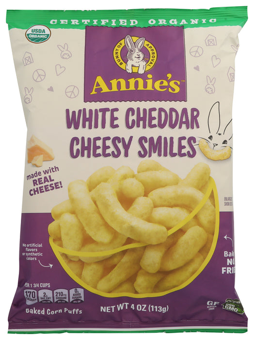 White Cheddar Cheesy Smiles Puff, Org, 4 oz