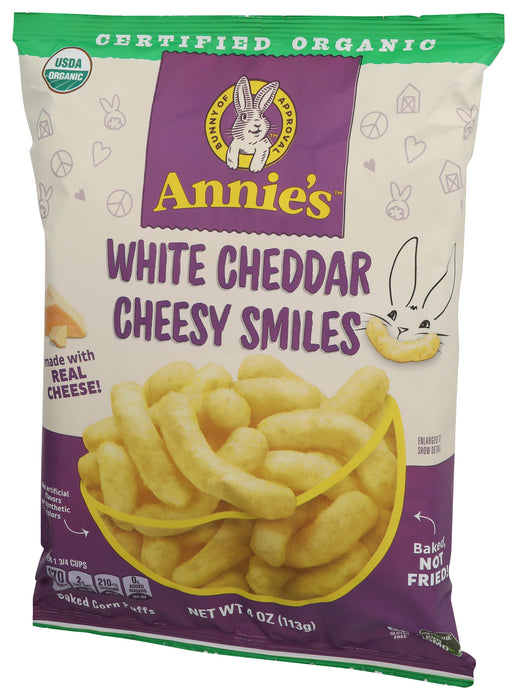 White Cheddar Cheesy Smiles Puff, Org, 4 oz