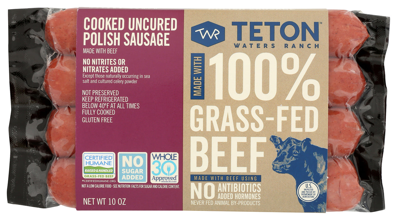 Cooked Uncured Polish Sausage w/ Beef, NSA Grassfed ABF, 10 oz