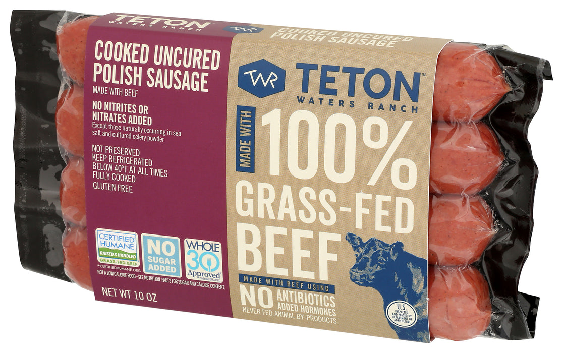 Cooked Uncured Polish Sausage w/ Beef, NSA Grassfed ABF, 10 oz