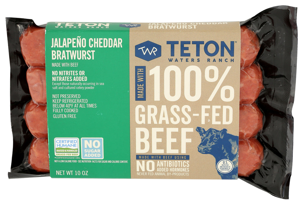 Jalapeno Cheddar Bratwurst Sausage, Grassfed NSA ABF, 10 oz