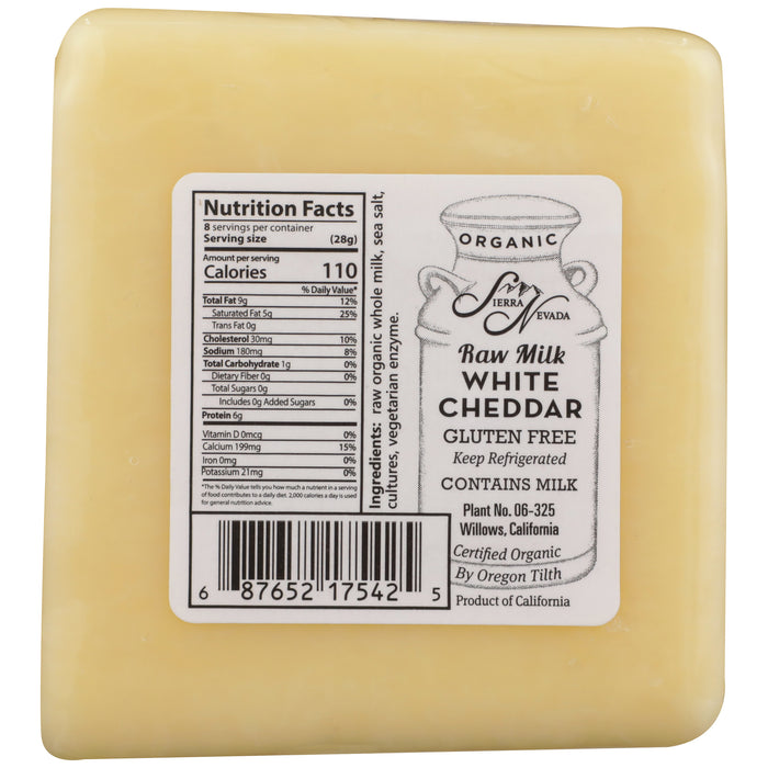 Raw Milk White Cheddar Cheese, Grassfed Org, 8 oz