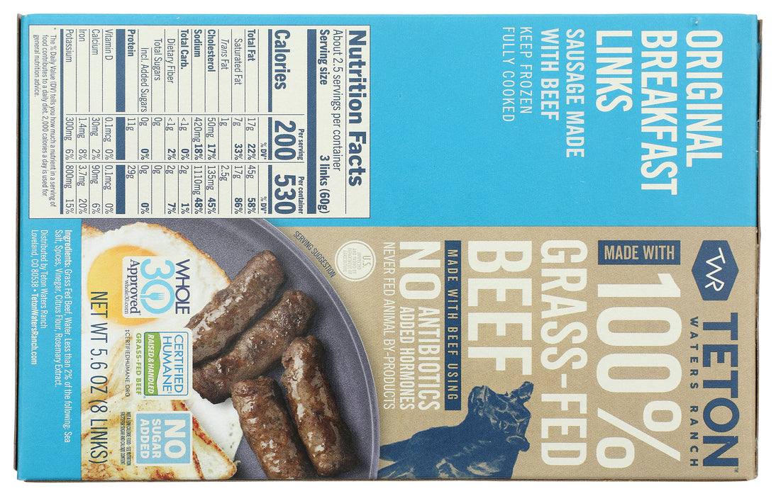 Original Breakfast Links Sausage w/ Beef, Grassfed ABF, 5.6 oz