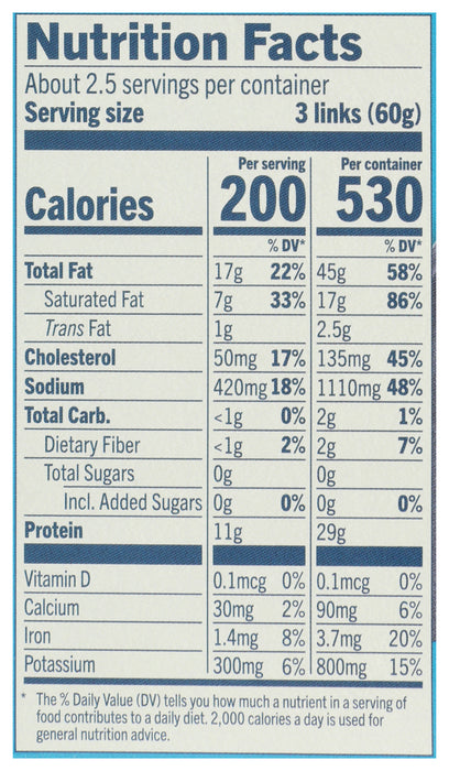 Original Breakfast Links Sausage w/ Beef, Grassfed ABF, 5.6 oz