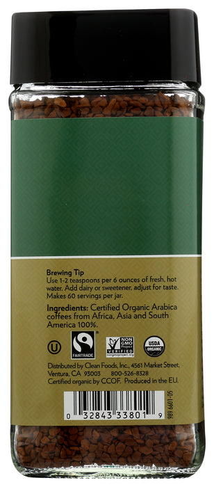 Instant Coffee, Medium Roast Freeze Dried, Org, 3.53 oz