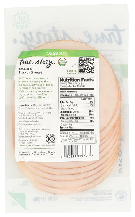 Smoked Turkey Breast Sliced, Org, 6 oz
