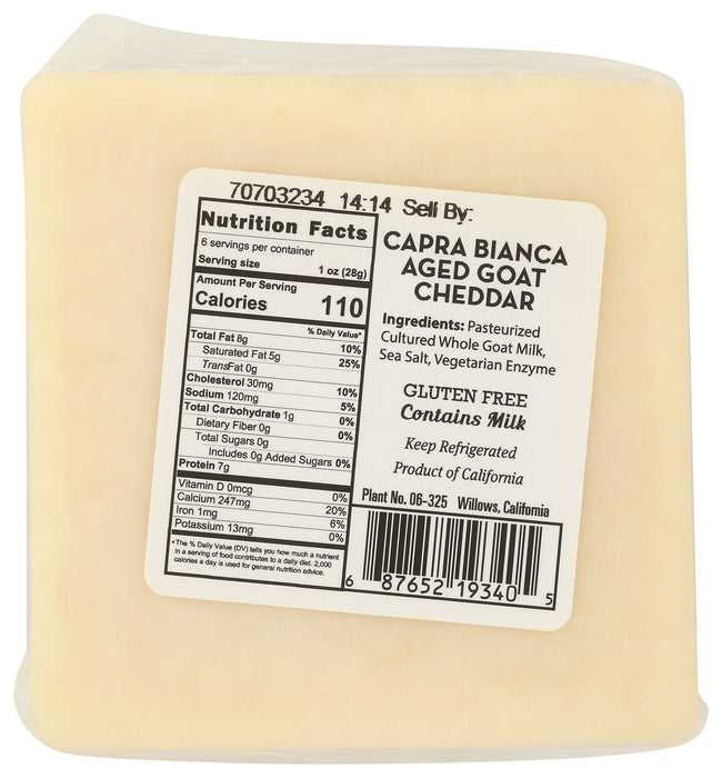 Capra Bianca, Aged Goat Cheese Cheddar, 6 oz