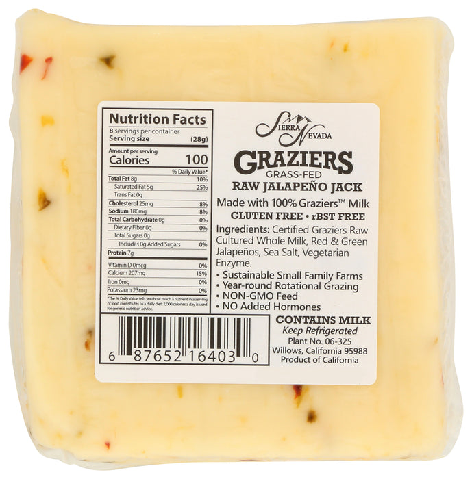 Raw Jalapeno Jack Cheese, Grassfed, 8 oz