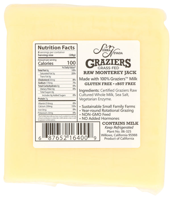 Raw Monterey Jack Cheese, Grassfed, 8 oz
