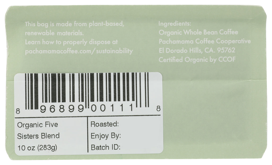 Five Sisters Whole Bean Coffee, Org, 10 oz